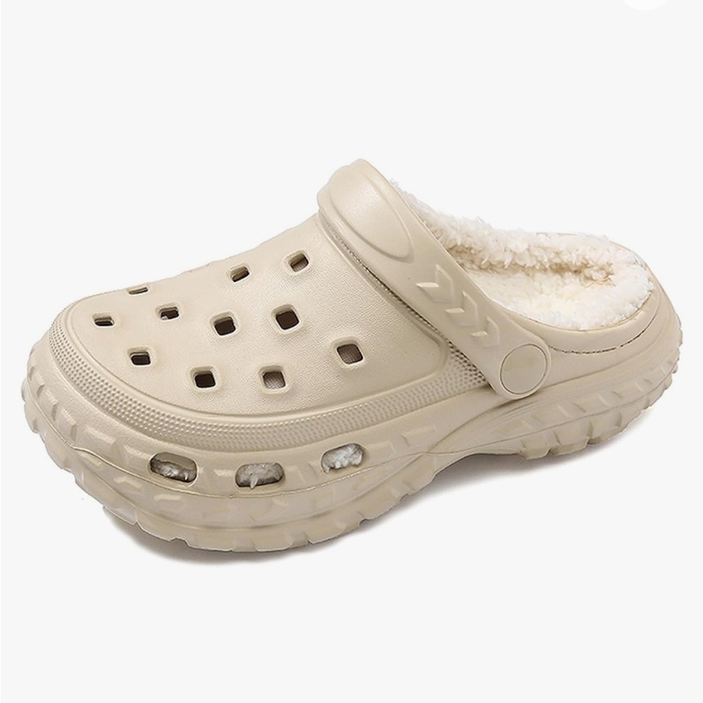 Kids fur lined slip on garden shoe